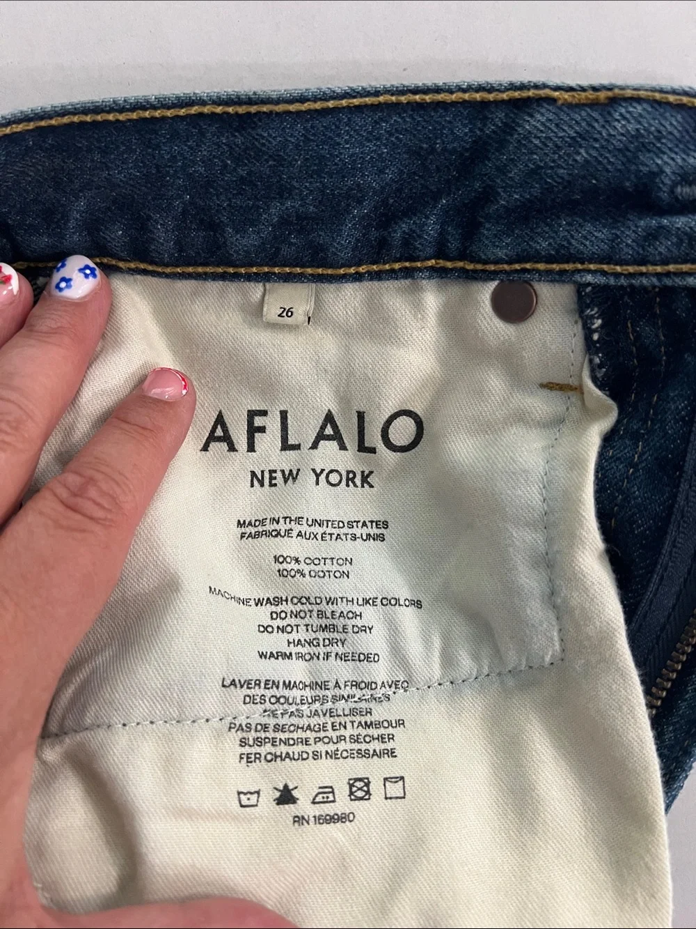 AFLALO NEW YORK BRONTË JEANS HIGH WAISTED TIGHT FIT FLARED JEANS RIGID DENIM 26 - Picture 6 of 16